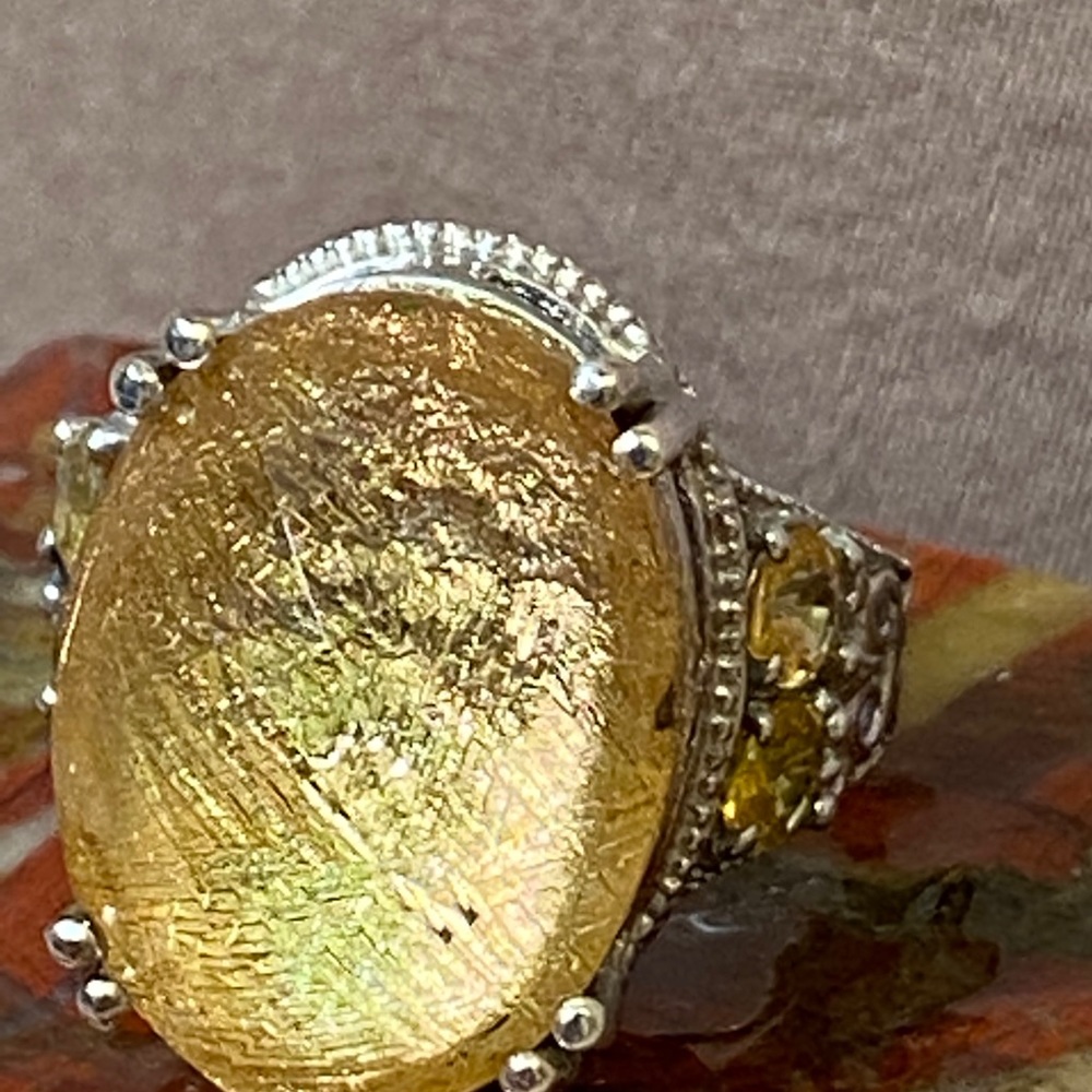 Meteorite & quartz ring